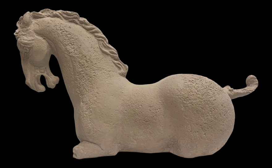 legless horse statue figurine in clay finish